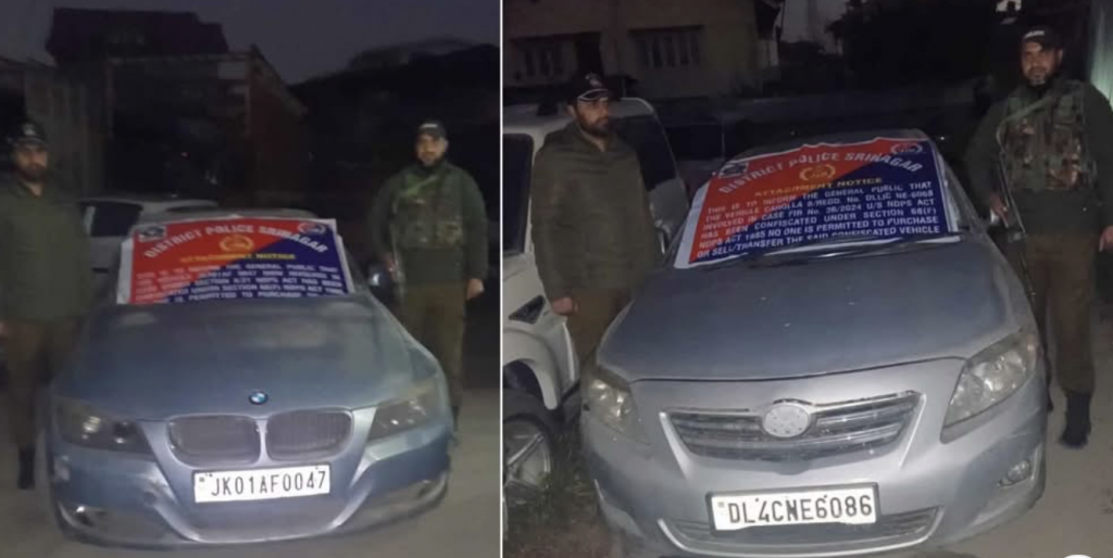 Police Seize Two Vehicles Acquired By Illegal Narcotic Trade In Srinagar